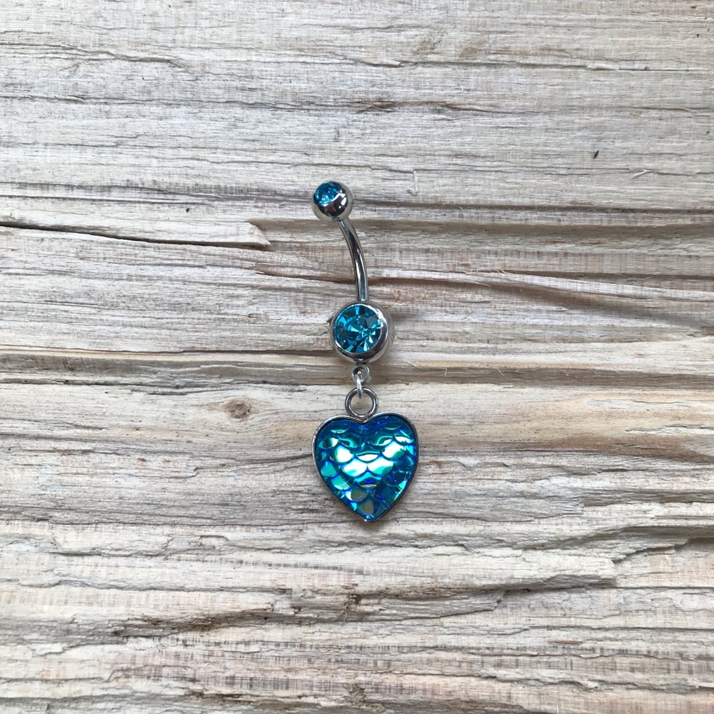 Blue Mermaid Heart Belly Button Ring‎
